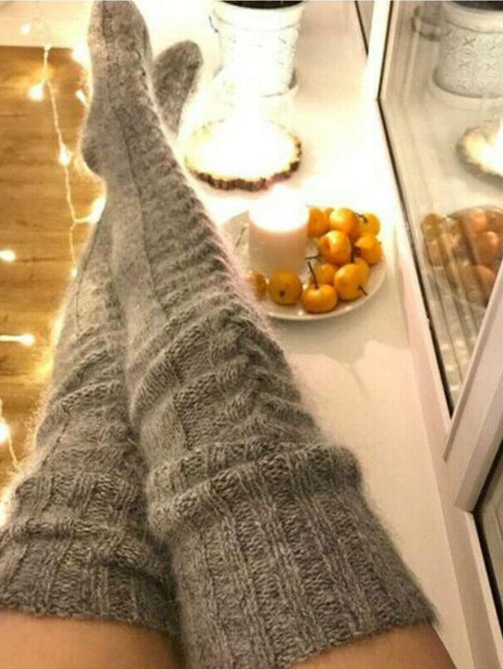 🧦 Cable Knit Over Knee Long Socks Winter Warm Thigh High Stockings Boot Socks